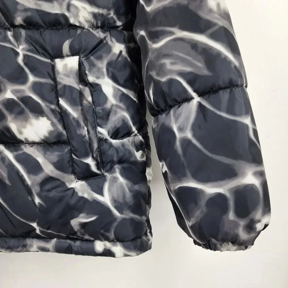 BP Nordstrom Black White Pool Ripple Puffer Warm Oversized Jacket Size XS‎ NWT